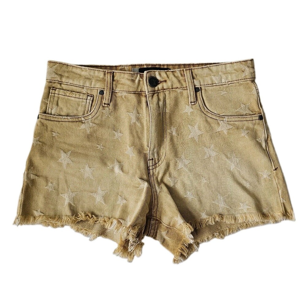 KUT Denim Shorts Tan Washed Stars Boho Size 4 100% Cotton